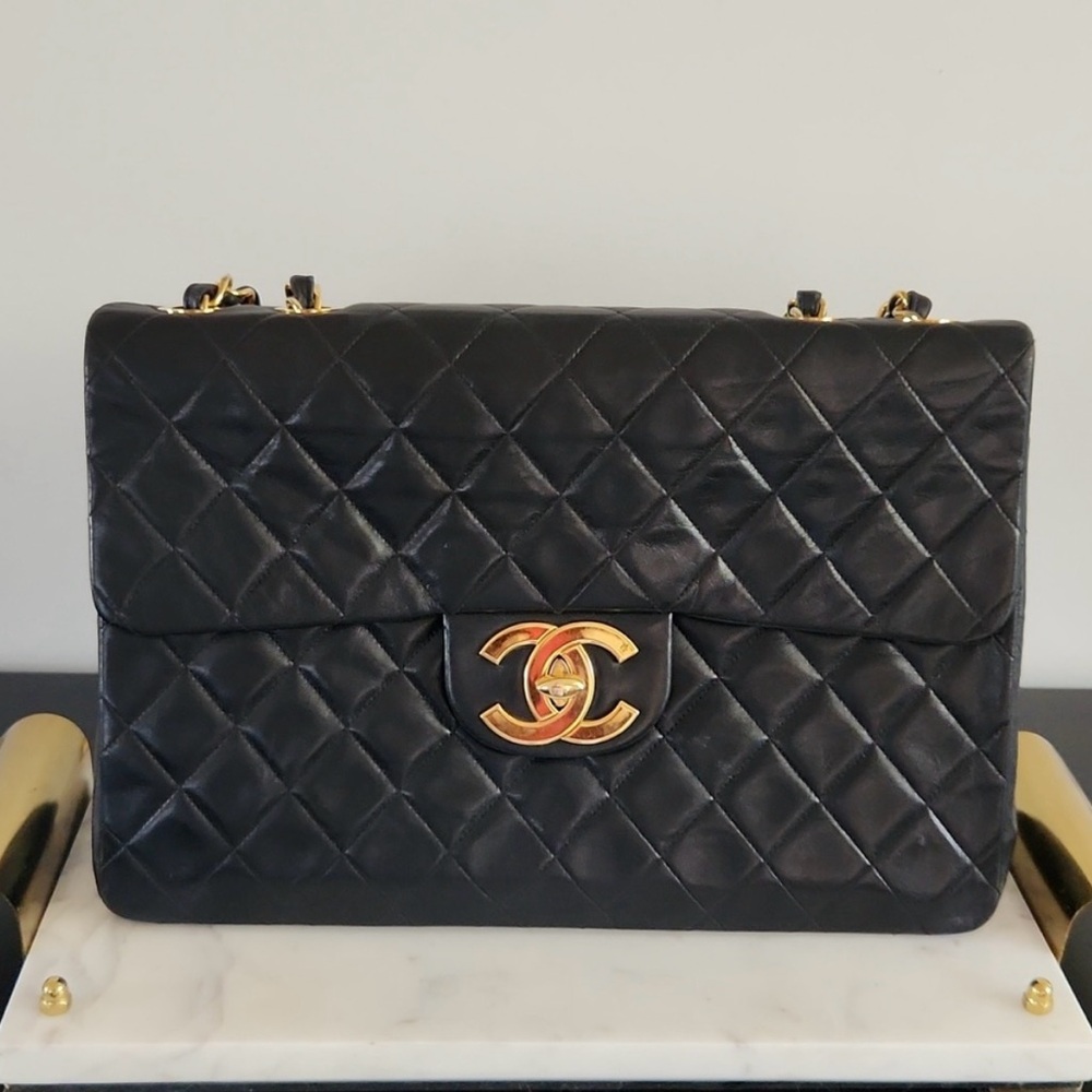 Chanel XL Jumbo Black Quilted Leather Bag